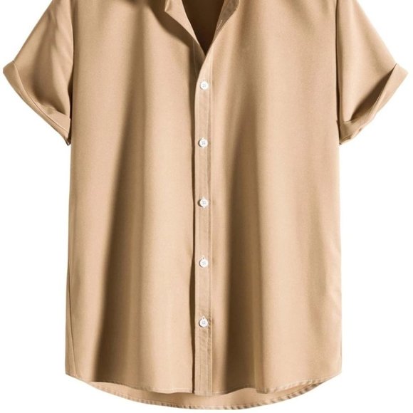 Casual Khaki Men's Leopard Print Shirt - Picture 2 of 8